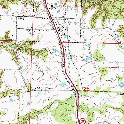 Topographic Map of Lone Star School (historical), MO