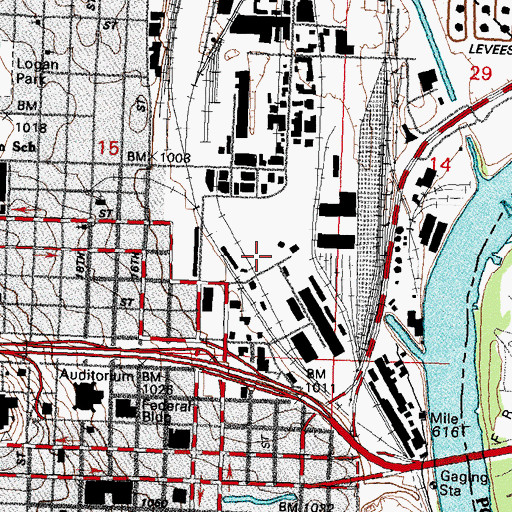 Topographic Map of TD Ameritrade Park Omaha, NE