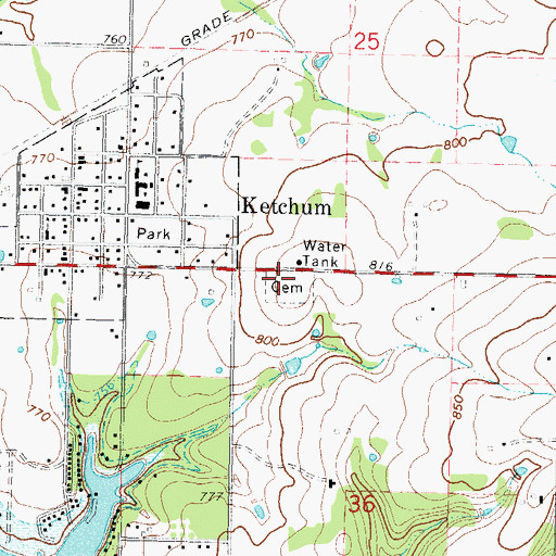 Topographic Map of Ketchum Cemetery, OK