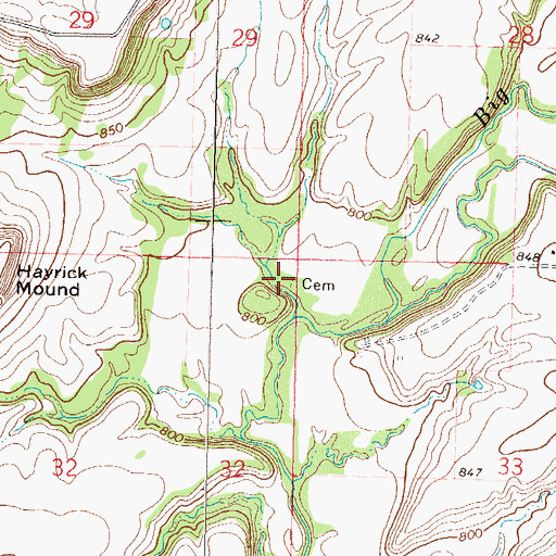 Topographic Map of Petitt Cemetery, OK