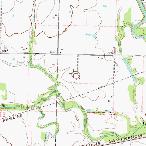 Topographic Map of Thomas Cemetery, OK