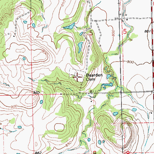 Topographic Map of Bearden Cemetery, OK