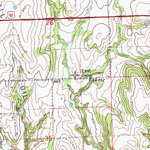 Topographic Map of East Saint Emmanuel Cemetery, OK