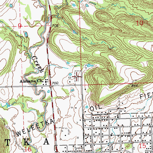 Topographic Map of Fairlawn Cemetery, OK