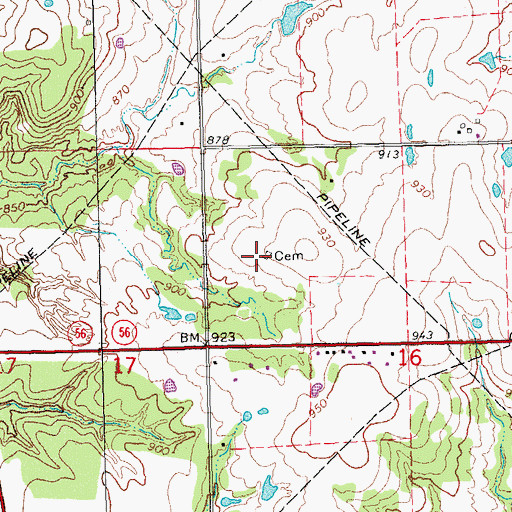 Topographic Map of Holahta Cemetery, OK