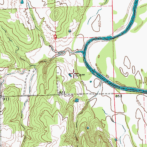 Topographic Map of McCulah Cemetery, OK