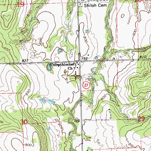 Topographic Map of Thlopthlocco Cemetery, OK