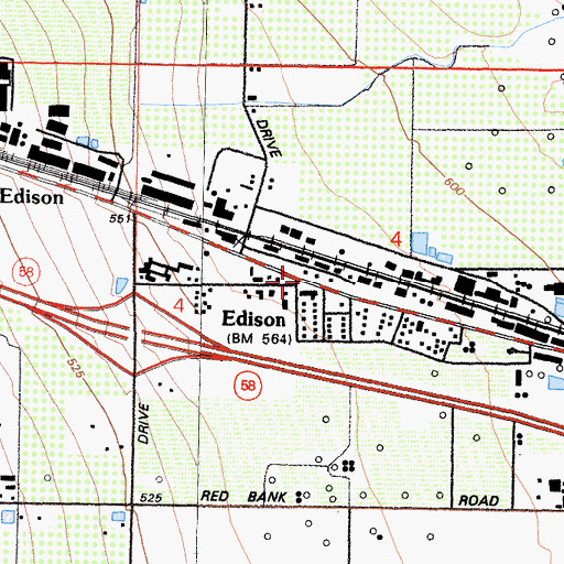 Topographic Map of Edison, CA