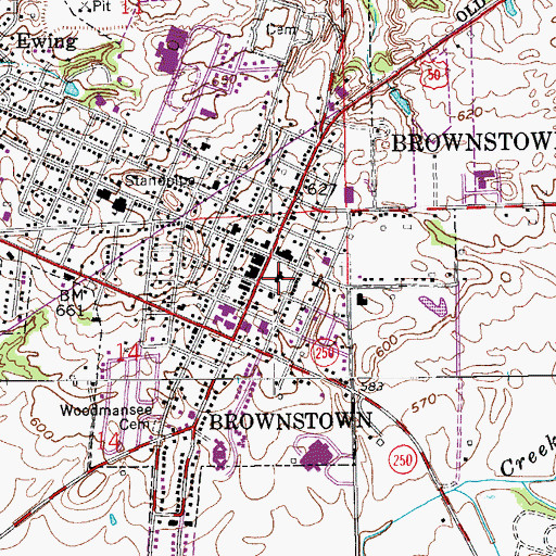 Topographic Map of Jackson County Courthouse, IN