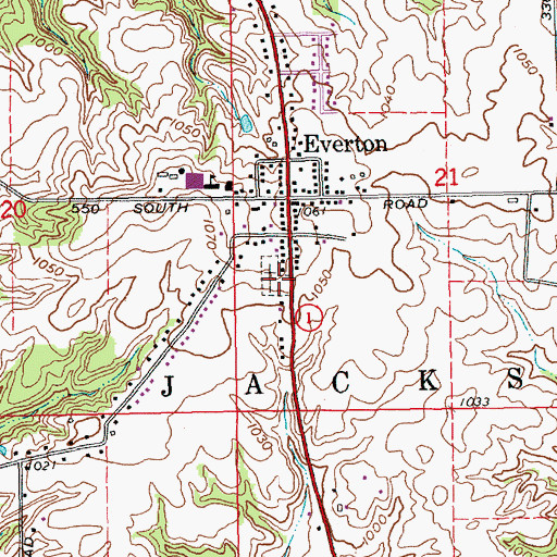 Topographic Map of Everton Cemetery, IN