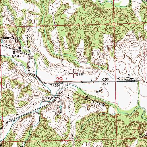 Topographic Map of Klum Cemetery, IN