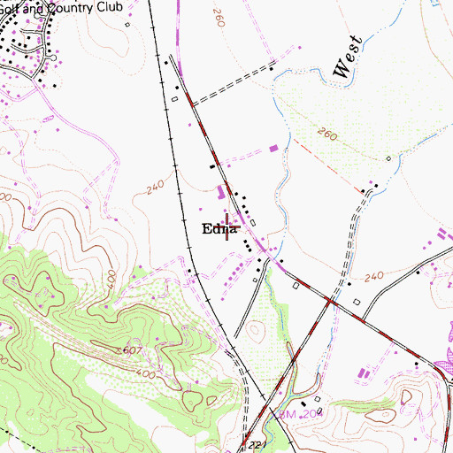 Topographic Map of Edna, CA