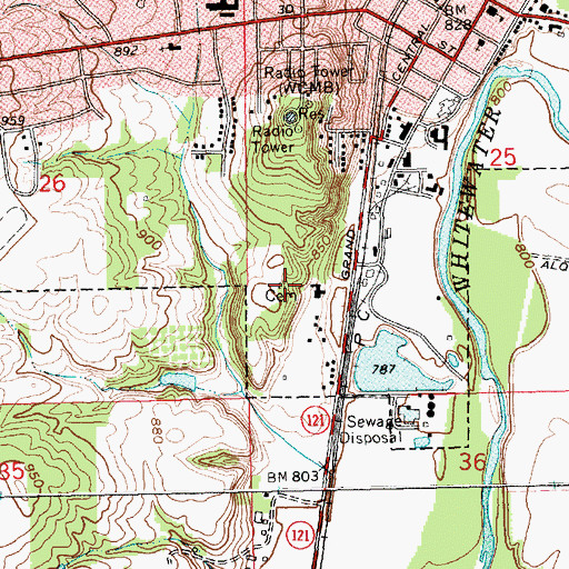 Topographic Map of Parker Cemetery, IN