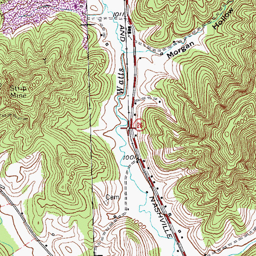 Topographic Map of Bisco Railroad Station (historical), KY