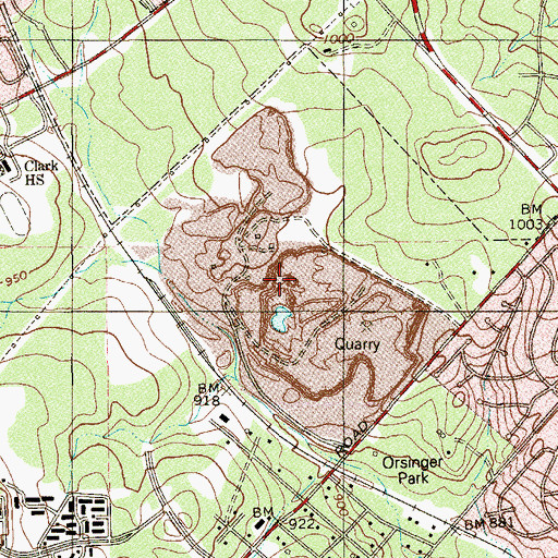 Topographic Map of Huebner Road Quarry, TX