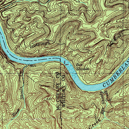 Topographic Map of Combling Falls Resort (historical), KY