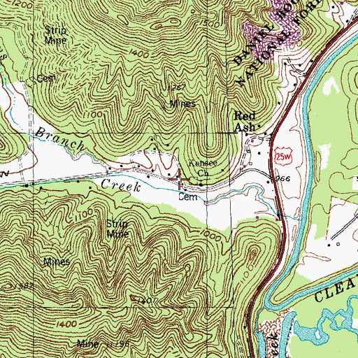 Topographic Map of Kelsey Switch (historical), KY