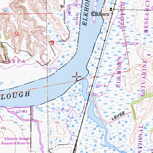 Topographic Map of Parsons Slough, CA