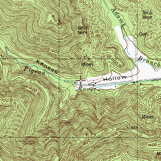 Topographic Map of Kensee Coal Mine (historical), KY