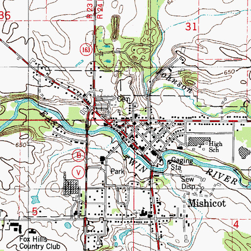 Topographic Map of Mishicot Post Office, WI