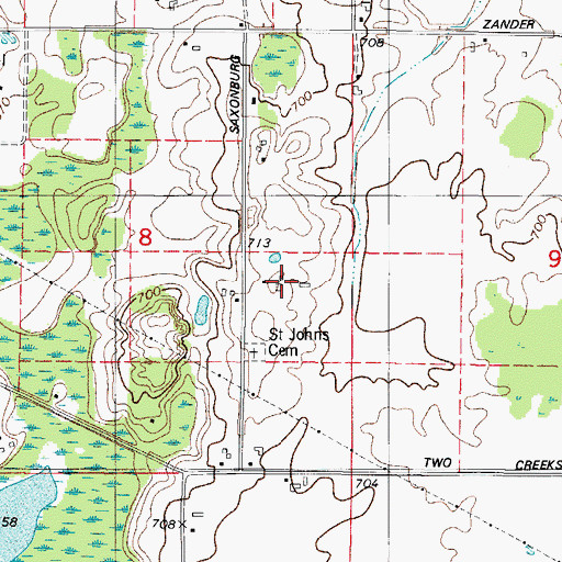 Topographic Map of Half Half Dairy Farm, WI