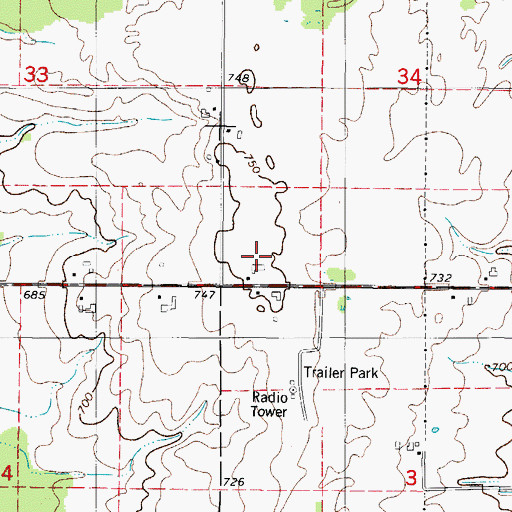 Topographic Map of Kewoc Dairy Farm, WI