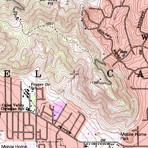 Topographic Map of El Cajon, CA