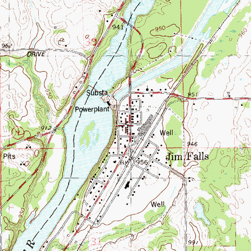 Topographic Map of Jim Falls Post Office, WI
