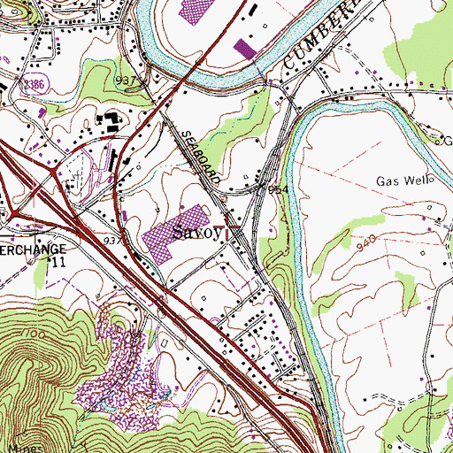 Topographic Map of Savoy Railroad Station (historical), KY
