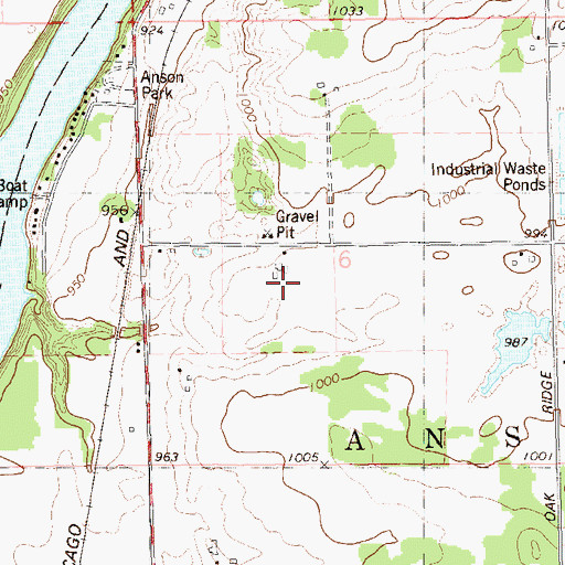 Topographic Map of Hard Scrabble Farms, WI
