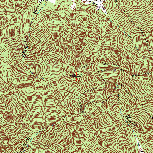 Topographic Map of Shelly Knob Camp (historical), KY