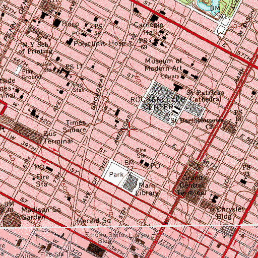 Topographic Map of Americas Tower, NY