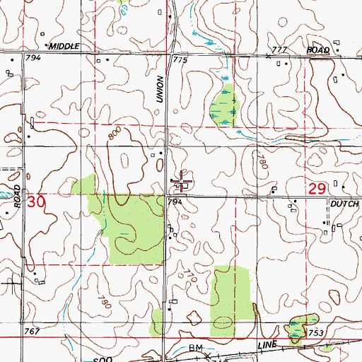 Topographic Map of Ewald Dairy Farm, WI