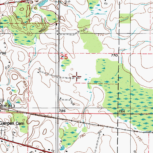 Topographic Map of Satoris Farms, WI