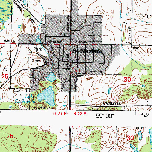 Topographic Map of Saint Nazianz Post Office, WI