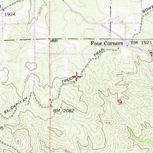 Topographic Map of El Capitan Truck Trail, CA