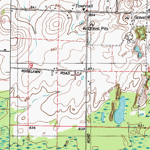 Topographic Map of Roselawn Farm, WI