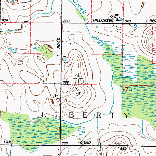 Topographic Map of Johnson Hill Farms, WI
