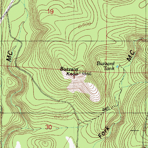 Topographic Map of Buzzard Knoll, AZ