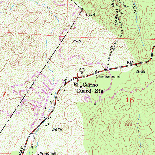 Topographic Map of El Cariso Guard Station, CA