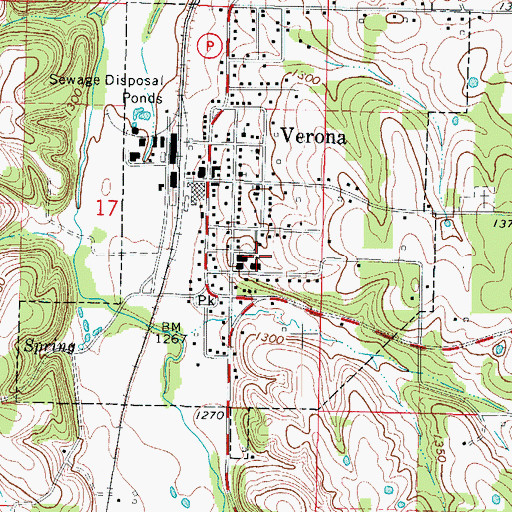 Topographic Map of Verona High School, MO