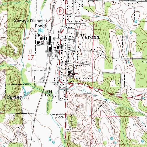 Topographic Map of Verona Elementary School, MO
