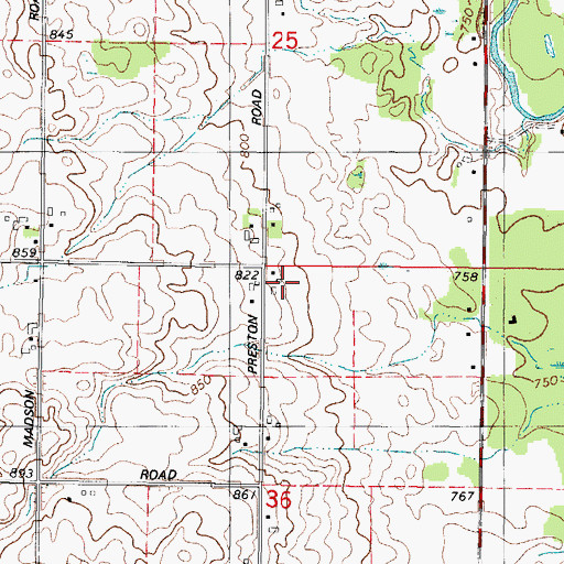 Topographic Map of Cedar Ridge Farm, WI