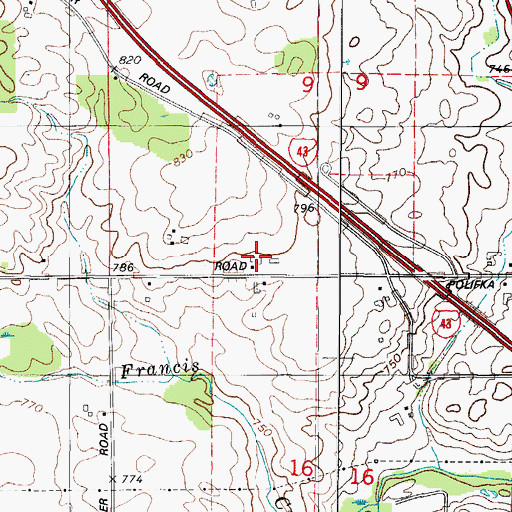 Topographic Map of French Creek Farms, WI