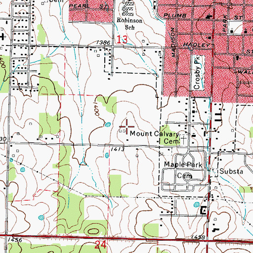 Topographic Map of Aurora High School, MO