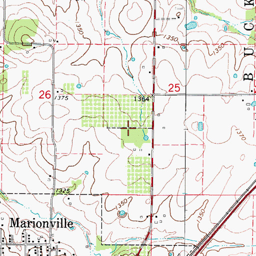 Topographic Map of Marionville High School, MO