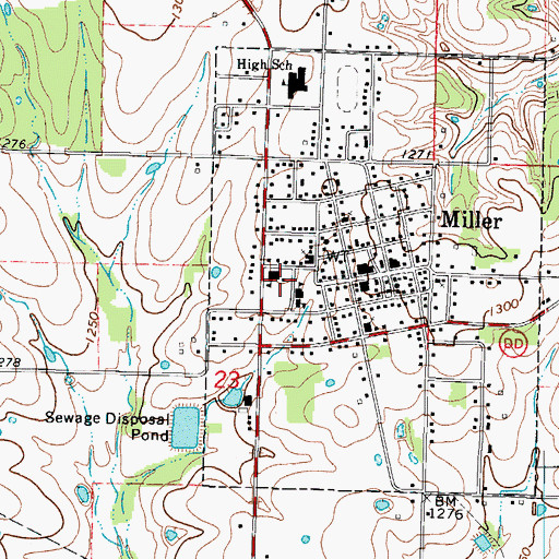 Topographic Map of Central Elementary School, MO