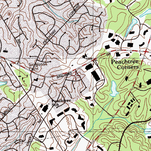 Topographic Map of City of Peachtree Corners, GA