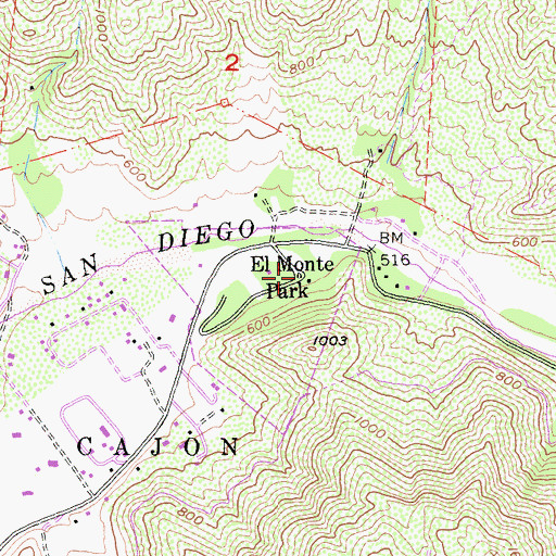 Topographic Map of El Monte Park, CA