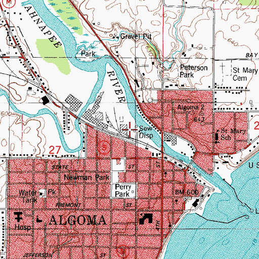 Topographic Map of Algoma Wastewater Treatment Plant, WI